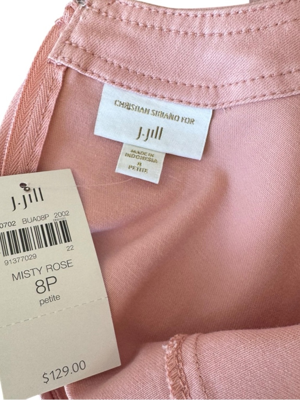 J.Jill - NWT Christian Siriano Misty Rose Sleeveless Dress Pink Stretch Sz 8P - Picture 7 of 9